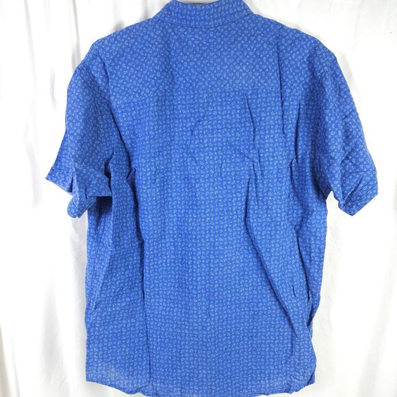 Age Of Wisdom Mens XL Blue Paisley Linen Blend Pearl Snap Button Down Shirt - Picture 2 of 7